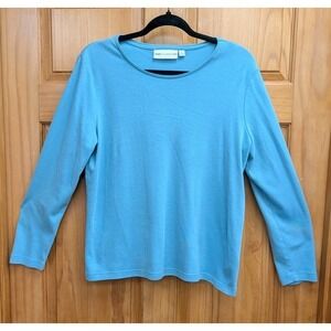 Rebecca Malone Women's Large T Shirt Blue Long Sleeves Round Neckline